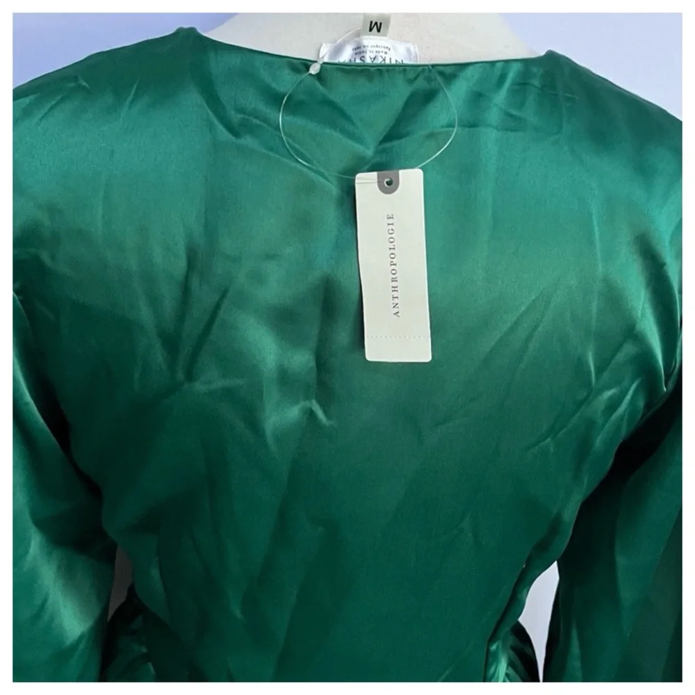 NWT Ssle Anthropologie Nikasha Emerald Green Embroidered Appliqué Maxi Dress - Picture 10 of 14